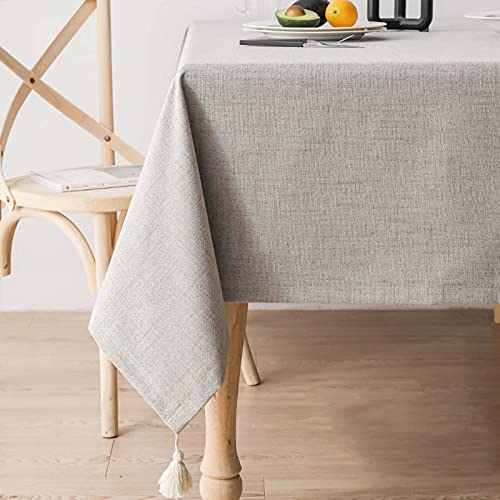 DACUDA Rechteckige Tischdecke aus Baumwollleinen, 130 x 240 cm, schweres klassisches Tischtuch, maschinenwaschbar, wasserdichte Tischdecke (Beige, 120 x 160 cm) von DACUDA