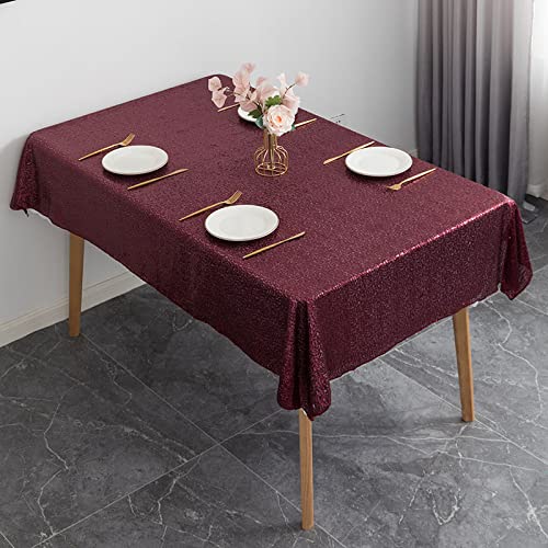 DACUDA Runde Tischdecke mit Pailletten, schwarz, 120 x 180 cm, Polyester-Tischdecke mit quadratischer Tischdecke für Esstische drinnen und draußen (Claret 120 x 180 cm) von DACUDA