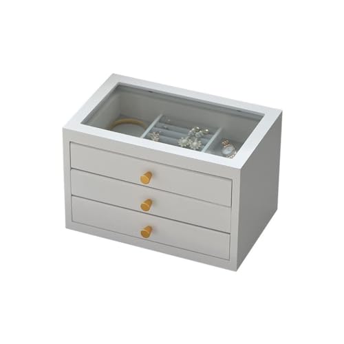 DACUDA Schmuckaufbewahrungsbox Schmuckschatulle Retro Schmuckschatulle mit Holzschublade Doppel-/Dreifach-Aufbewahrungsbox Aufbewahrungsbox für Ringe, Ohrringe, Halsketten und A von DACUDA