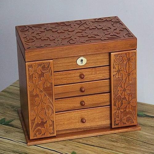 DACUDA Schmuckkoffer, Schmuckaufbewahrung aus Holz, riesige Super-Schmuckschatulle, 23 cm x 34 cm x 25 cm, Schmuckdisplay, modische Schmuckschatulle, Organizer (gelb) von DACUDA