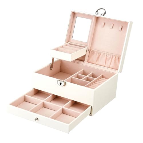 DACUDA Schmuckschatulle, Organizer, Exquisite Schmuckschatulle, Schmuckaufbewahrungsbox mit Schloss, Ankleidebox, Exquisite Make-up-Box (B) von DACUDA