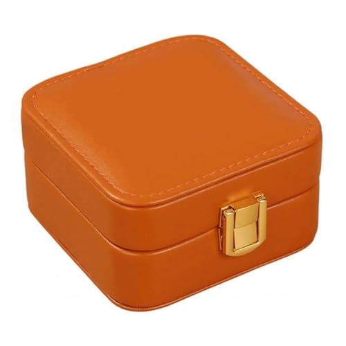 DACUDA Schmuckschatulle, Organizer, Leder, Schmucketui mit kleinem Spiegel, Schmuckaufbewahrung, orange, Schmuck-Organizer (A) von DACUDA