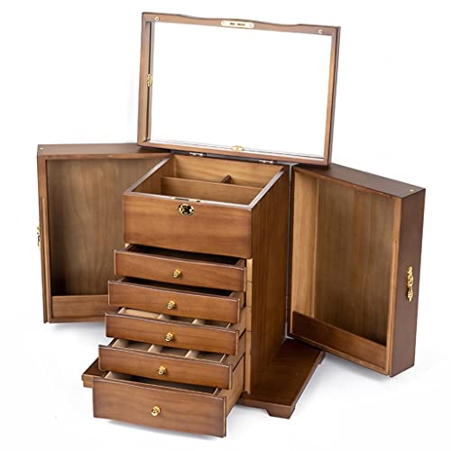 DACUDA Schmuckschatulle-Organizer, Schmuckschatulle aus Holz, große Schmuckschatulle aus Holz, mehrschichtige Aufbewahrungsbox für Schmuck und Kosmetik, Schmuck-Organizer (36 x von DACUDA