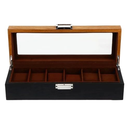 DACUDA Schmuckschatullen, Holz-Schmuckschatulle mit 6 Fächern, Retro-Uhren-Displaybox, tragbares Schmucketui, modische Luxus-Uhren-Aufbewahrungsbox, exquisit (C) von DACUDA