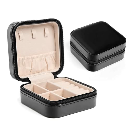 DACUDA Schmuckschatullen, Reise-Schmuckschatulle, Schmucketui aus PU-Leder, tragbare Schmuck-Organizer-Box für Ohrringe und Halsketten (F) von DACUDA