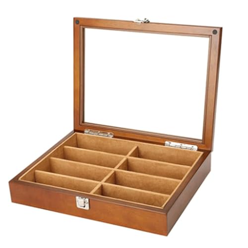 DACUDA Schmuckschatullen für 8 Uhren aus Holz mit transparenter Oberseite, Schmuckschatulle, modischer Schmuck-Organizer, Elegante Schmuck-Aufbewahrungsbox, exquisit (dunkelbrau von DACUDA