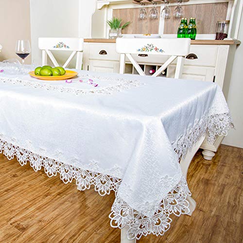 DACUDA Spitzentischdecke – Tischdecke mit Blumenmuster aus Polyester, Flecken- und knitterfrei, weiche Tischdecke als Küchentischdekoration (weiß, 110 x 110 cm) von DACUDA