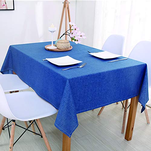 DACUDA Tischdecke, rechteckig, aus Baumwollleinen, knitterfrei, schmutzabweisend, maschinenwaschbar, für Esszimmer- und Möbeldekoration (Marineblau, 60 x 60 cm) von DACUDA