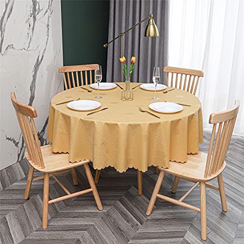 DACUDA Tischdecke aus PVC, abwischbar, runde Tischdecke, wasserdicht, ölbeständig, strapazierfähig, Tischdecke für Zuhause, Party, Picknick, draußen, drinnen (Gold, Durchmesser 300 cm) von DACUDA