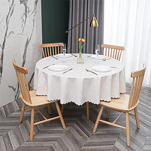 Runde Tischdecke aus PVC, abwischbare Tischdecke, wasserdicht, ölbeständig, knitterfrei, strapazierfähig, für Zuhause, Party, Picknick, draußen oder drinnen. (Silber, Dur von DACUDA