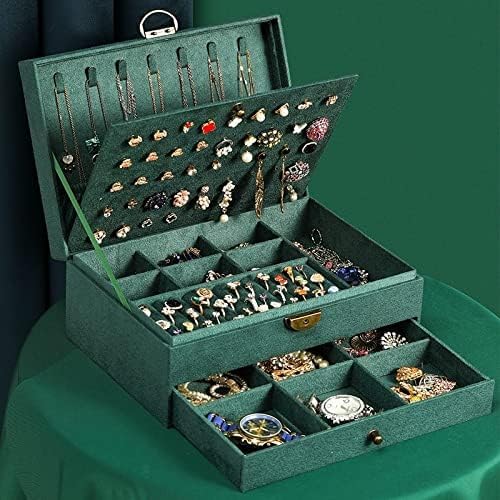 Schmucketui, 3-lagig, große Schmuckschatulle aus Samt, Schmuckdisplay zur Schmuckaufbewahrung, Aufbewahrungsbox für Damen, Schmuck-Organizer (wie abgebildet) von DACUDA