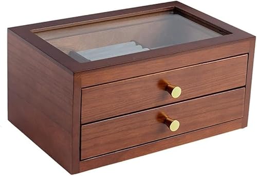 Schmuckhalter, Schmuckaufbewahrungsbox aus Holz, Retro-Schmuckschatulle für Damen, Aufbewahrungsbox für Ohrstecker, Schmuckschatulle, Schmuckdisplaybox (braun) von DACUDA