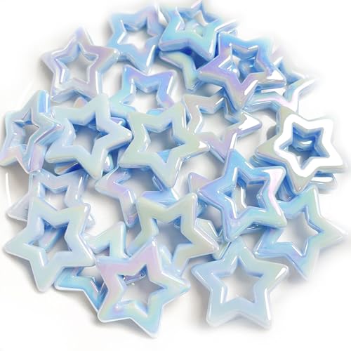 20 Stück 26 mm Kawaii-Hohlstern-Perlen für Schmuckherstellung, DIY-Dekorationen, Ohrringe, Armband, Halskette, Handykette, Schlüsselanhänger, Haarseil, Perlenstift-Zubehör, leuchtendes Blau 20 Stück 26 mm Kawaii-Hohlstern-Perlen für Schmuckherstellung, DIY-Dekorationen, Ohrringe, Armband, Halskette, Handykette, Schlüsselanhänger, Haarseil, Perlenstift-Zubehör, leuchtendes Blau von DADAFA
