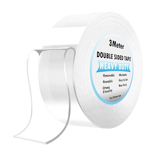 DADAPANGHU 3m Doppelseitiges Klebeband Extra Stark, 1 Rollen x 3m Transparent Nano Klebeband Ablösbar, Klebeband Doppelseitig Dünn für Foto Wand, Teppich, Küche, Auto oder Outdoor von DADAPANGHU