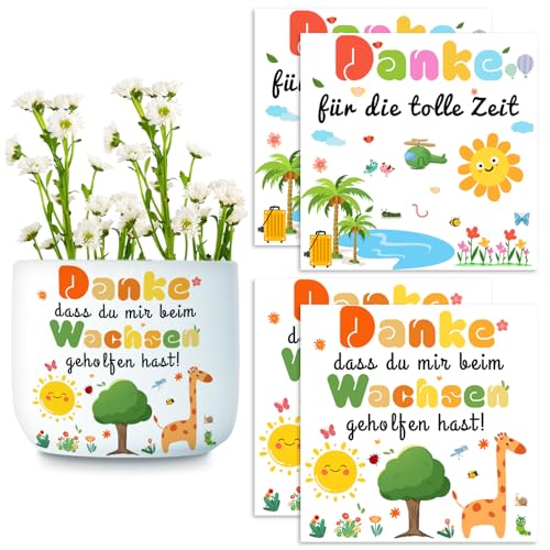 DADAPANGHU 4PCS Aufkleber für Den Blumentopf, Abschiedsgeschenk Erzieherin, Danke, Dass du Mir Beim Wachsen Geholfen Hast, Abschiedsgeschenk Kindergarten, Erzieherin Geschenk, Danke für Kindergarten von DADAPANGHU