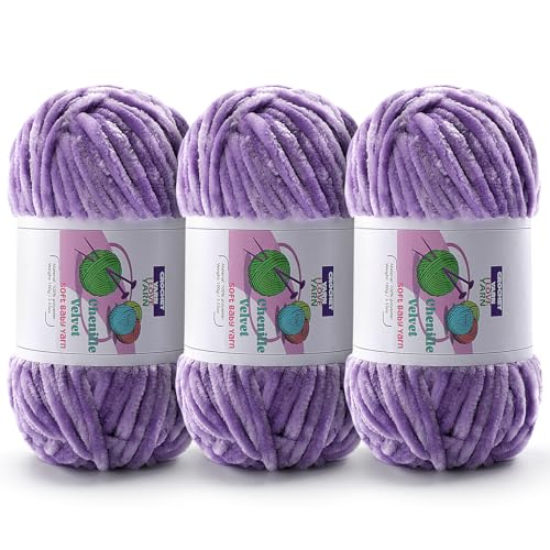 Amigurumi Häkelgarn mit 3 Knäueln, Chenille-Garn zum Häkeln und Handstricken, Deckengarn für Schals und Strickprojekte – Amigurumi-Häkelgarn (3 x 3,14 g, 3 x 87,5 m) (Mauve) von DAERBOF