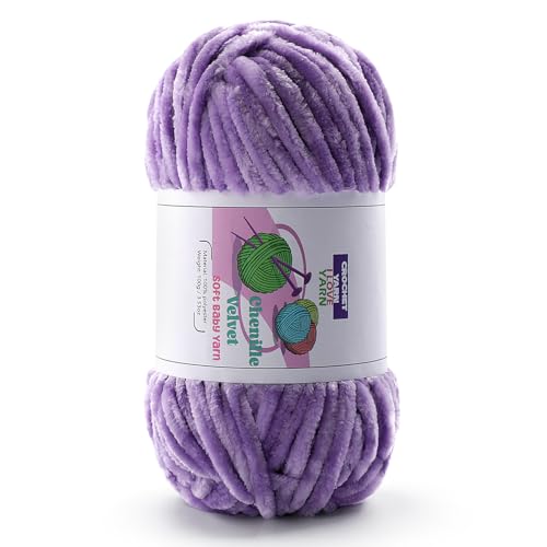 Plüsch-Chenille-Garn, samtiges flauschiges Garn zum Handstricken, Babygarn zum Häkeln, weiche Herstellung von Decken, Schals, Puppen (100 g, je 87 m) (Mauve) von DAERBOF