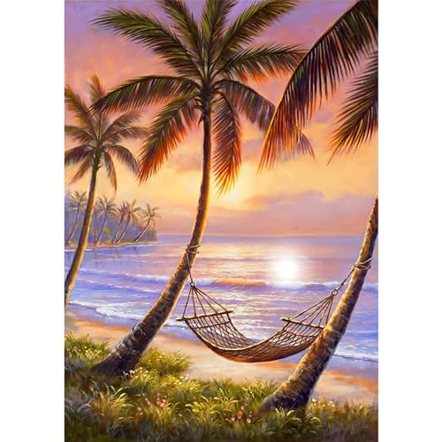 DAERLE 5D Diamant Painting Bilder Sonnenuntergang Strand, Diamond Painting landschaft, Diamond Painting Set für Erwachsene Mosaikherstellung, Diamant Malerei für Haus Dekoration 30x40cm von DAERLE