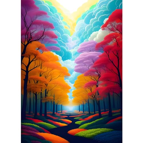 DAERLE 5D Diamond Painting Landschaft, Diamant Painting Bilder Bunter Baum, Diamond Art Erwachsene Full DIY Diamant Kunst Malerei Stickerei Set Kreuzstich für Home Wand Dekor 30x40cm von DAERLE