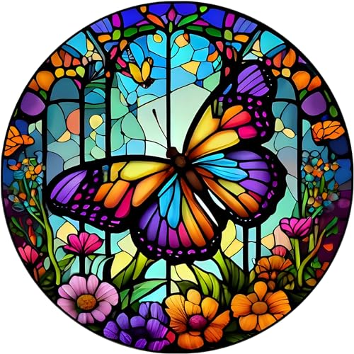 DAERLE 5D Diamond Painting Schmetterling aus Buntglas, Diamant Painting Bilder Schmetterling, Diamond Art Erwachsene DIY Diamant Kunst Malerei Stickerei Set Kreuzstich für Home Wand Dekor 30x30cm von DAERLE