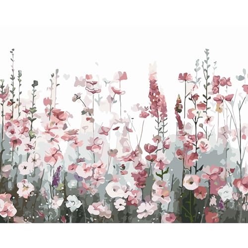 DAERLE Aquarell Blume Malen nach Zahlen Erwachsene, Elegante Blume Ölgemälde DIY Handgemalt Ölgemälde Kits mit Pinseln für Wandkunst Dekoration Home Haus Deko 50x40cm Ohne Rahmen von DAERLE