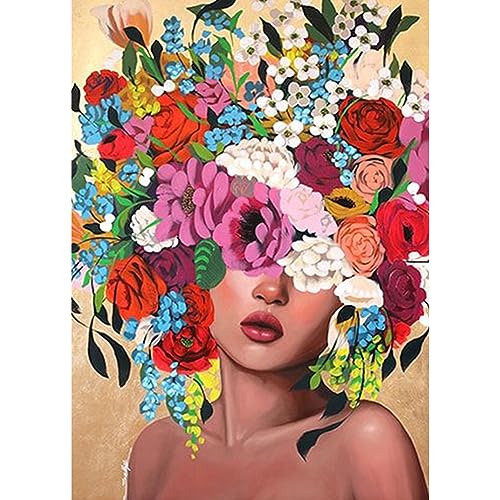 DAERLE Blumen Diamond Painting, Diamant Painting Bilder Frauen und Blumen, Diamond Painting Erwachsene DIY Diamant Vollbild, Malen Nach Zahlen 5D Diamant Painting für Wand Dekor 30x40cm von DAERLE