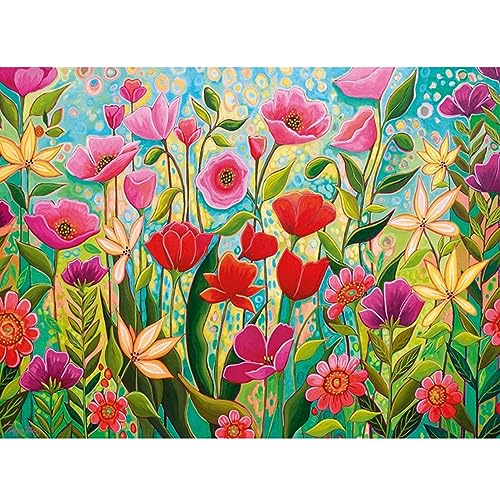 DAERLE Bunte Blumen Diamond Painting Set für Erwachsene, DIY 5D Diamant Painting Blume, Malen nach Zahlen Diamant Anfänger, Wanddekoration für Zuhause 40x30cm von DAERLE