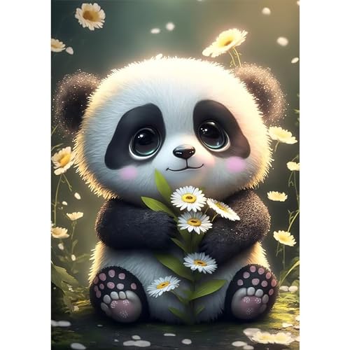 DAERLE DIY Baby Panda Diamond Painting Erwachsene Kinder, Diamant Painting Bilder Niedlicher Panda, 5D Diamant Kunst Diamant Malerei Set Cross Stickerei Malerei Kits für Heimdekor 30x40cm von DAERLE