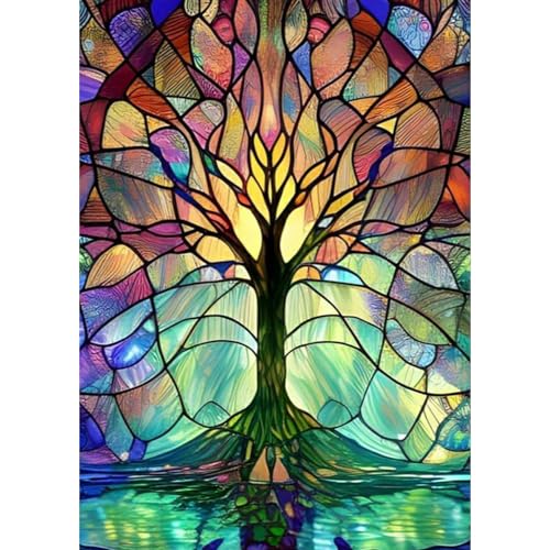 DAERLE Diamond Painting Abstrakter Baum Künstlerisch, Diamant Painting Bilder Erwachsene Glasmalerei Baum, Diamant Malerei Kits 5D Diamant Art Painting Set für Home Décor 30x40cm von DAERLE