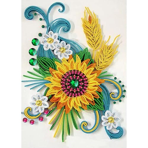 DAERLE Diamond Painting Blume Teilweise speziell geformt, Diamant Painting Bilder Sonnenblume, DIY Diamant, Malen Nach Zahlen Erwachsene, 5D Diamant Painting für Wand Dekoration 30x40cm von DAERLE