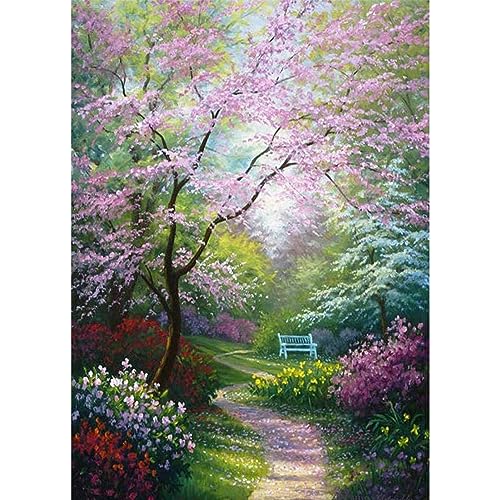 DAERLE Diamond Painting Blumen und Bäume, 5D Diamant Painting Bilder Landschaft Set Erwachsene Kinder, DIY Full Diamant Malen nach Zahlen für Wohnzimmer Schlafzimmer Büro Wand Dekoration 30x40cm von DAERLE