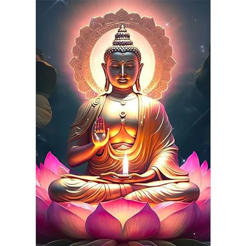 DAERLE Diamond Painting Buddha, 5D Diamant Painting Bilder Goldener Buddha Set Erwachsene, DIY Full Diamant Malen nach Zahlen für Wohnzimmer Schlafzimmer Büro Wand Dekoration 30x40cm von DAERLE