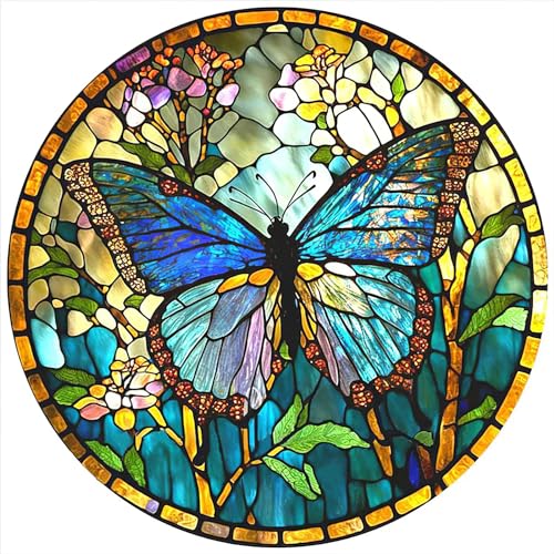 DAERLE Diamond Painting Farbe Schmetterling, 5D Diamond Painting Erwachsene Buntes Glas Kits, Diamond Painting Schmetterling Glas Set für Wohnzimmer Schlafzimmer Büro Wand Dekoration 30x30cm von DAERLE