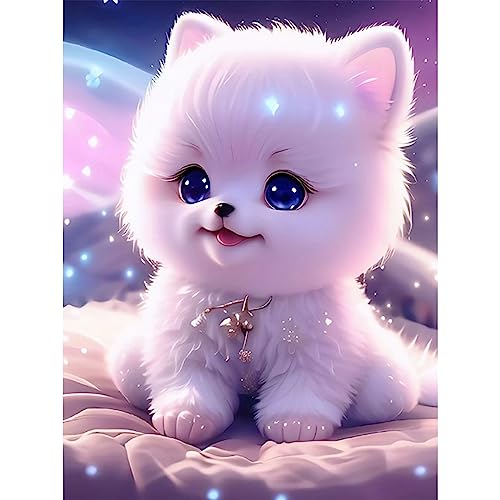 DAERLE Diamond Painting Katze Diamant Painting Bilder, Diamond Painting Erwachsene, Niedliche Katze Diamant Bilder Kinder DIY Cross Stickerei Malerei Kits Wand Dekor 30x40cm von DAERLE