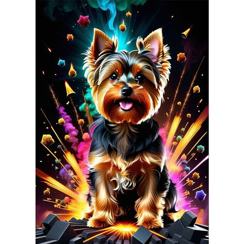 DAERLE Diamond Painting Niedliches Hündchen, 5D Diamond Painting Erwachsene Schöner fantastischer Hund, Diamond Painting Set für Wohnzimmer Schlafzimmer Büro Wand Dekoration 30x40cm von DAERLE