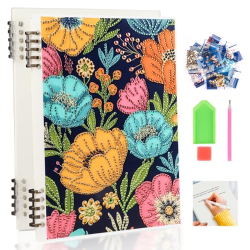 DAERLE Diamond Painting Notebook, Kosmische Blumen, Diamant Painting Notizbuch Waldblumen, Diamant Journal Buch für Frauen, Hardback Lined Journal Notizbuch Notizblock für Schreibarbeiten, 120 Seiten von DAERLE