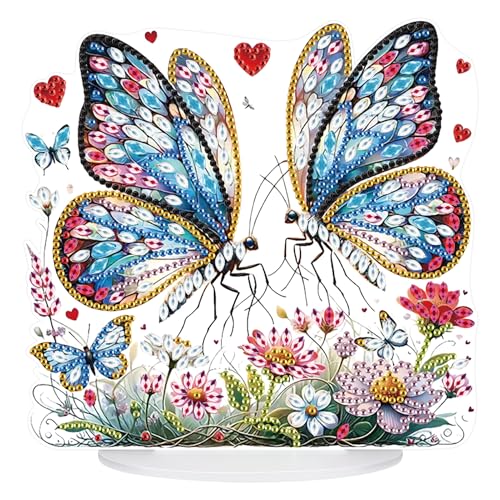 DAERLE Diamond Painting Ornaments Bunte Blume, Diamond Painting Erwachsene Schmetterling, Diamant Painting Bilder Teilweise Speziell Geformtes, DIY 5D Diamond Painting Set für Wand Dekor 20x20cm von DAERLE