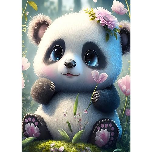 DAERLE Diamond Painting Panda, Diamant Painting Bilder Niedlicher Panda, Diamond Painting Erwachsene, Diamond Painting Bilder Diamant Bilder Kinder DIY Cross Stickerei Malerei Kits Wand Dekor 30x40cm von DAERLE