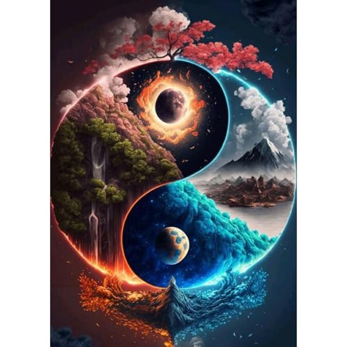 DAERLE Diamond Painting Yin Yang Magie, Diamond Painting Erwachsene, Diamant Painting Bilder landschaft, DIY 5D Diamond Painting Set für Wand Dekor 30x40cm von DAERLE