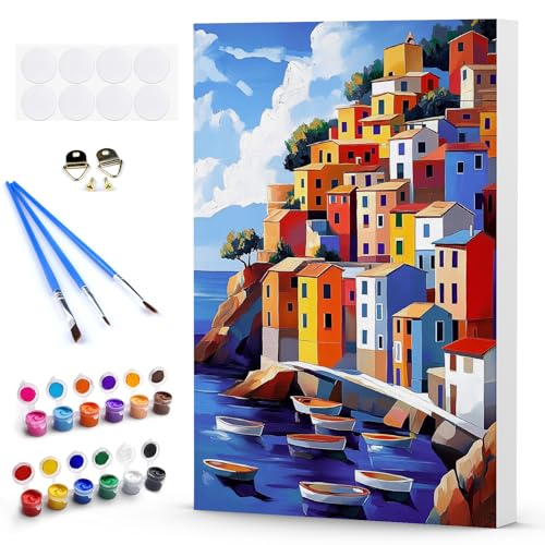 DAERLE Malen Nach Zahlen Erwachsene mit Rahmen, Farbenfrohe Gebäude, Paint by Numbers Boote, DIY Handgemalt Ölgemälde Kit mit Pinseln und Acrylfarben Ölgemälde Leinwand für Home Decor 20x30cm DAERLE Malen Nach Zahlen Erwachsene mit Rahmen, Farbenfrohe Gebäude, Paint by Numbers Boote, DIY Handgemalt Ölgemälde Kit mit Pinseln und Acrylfarben Ölgemälde Leinwand für Home Decor 20x30cm von DAERLE
