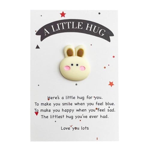 Pocket Hug Rabbit Token Bulk, Pocket Hug Token mit niedlichem Harzhasen, kleine Tasche mit positiven Hasen-Umarmungskarten, Thinki-Geschenke von DAGESVGI