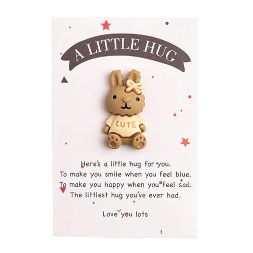 Pocket Hug Rabbit Token Bulk, Pocket Hug Token mit niedlichem Harzhasen, kleine Taschenumarmung mit Hasen-Geschenkkarten, Thinki Positive von DAGESVGI