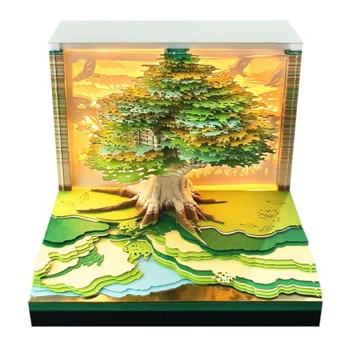 Tree Tischkalender 2025 Kalender Notizblock Schreibtisch Schnitzpapier 3D Notizblock Kalender O7y0 Notizen Geschenk Hauskalender von DAGESVGI