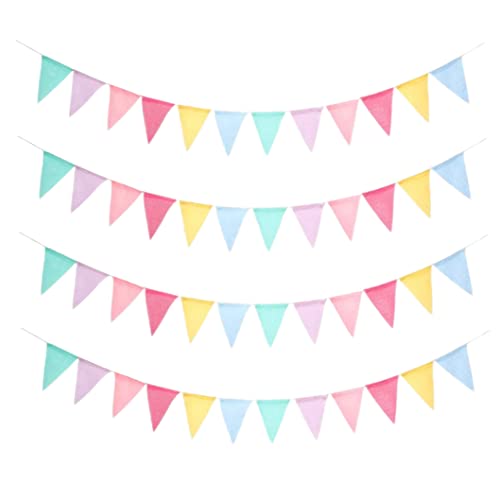 DAGLLGEW Bunte Wimfantflaggen Pastellstoff Dreieck Flaggen Bunting Banner für Babyparty Größen Eröffnung Graduierung Geburtstagsfeier 48pcs von DAGLLGEW