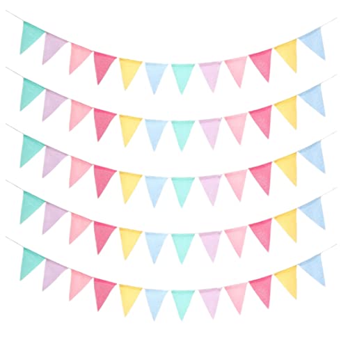 DAGLLGEW Bunte Wimpelflaggen Pastellstoff Dreieck Flaggen Banning Banner für Babyparty Größen Eröffnung Abschluss Geburtstagsfeier 60pcs von DAGLLGEW