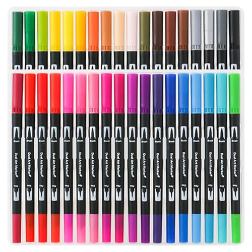 DAGLLGEW Farbmarkierungen 36 farbige Dual -Pinsel -Marker Stifte Note Nehmen Sie Farbschreiben Farbstifte Acrylmarkierungen zum Ausmalen von Büchern Aquarellbürstenbift Set Set von DAGLLGEW