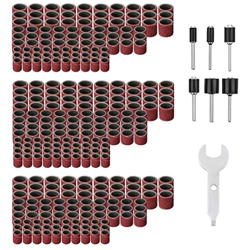 Trommelschleifer Set Schleifen Drum Kit Sandpapier Schleifenbandhülsen Drum Musrels Schraubenschlüssel für Rotationswerkzeug 307pcs, Drum Sander Set von DAGLLGEW