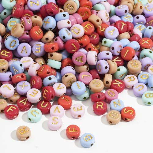 DAHI 1000pcs Buchstabenperlen bunte A-Z Buchstabenperlen 7 mm Acrylperlen Perlen für Armband Haarband Basteln von DAHI