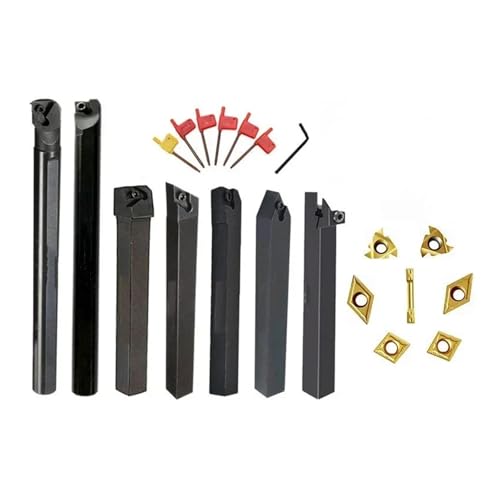 DAISHUJIE Set Drehmeißel 7 Sätze 20-mm-CNC-Drehwerkzeughalter, Bohrstange mit passenden Einsätzen und Schraubenschlüsselsatz for Drehen und Gewindeschneiden(20mm for Steel) von DAISHUJIE