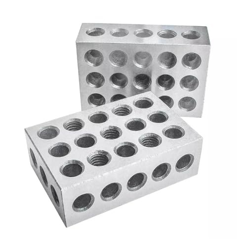 Stahlgehärtete Präzisionsblöcke Präzisionsmessgerät aus gehärtetem Stahl, 25–50–75 mm/1–2–3 Zoll Blöcke, Parallelspannblock-Set, 23 Löcher, Parallelblock mit Schraubenschlüssel(1-2-3 INCHwithwrench) von DAISHUJIE